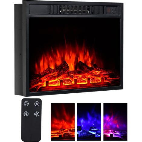 Cheminée électrique de 58 cm, 1800 W, chauffage encastré et autonome avec 3 couleurs de flamme et 3 niveaux de luminosité, protection contre la surchauffe, effet de flamme réaliste pour la (1/5)