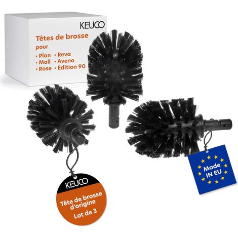 Originale KEUCO bross de rechange noire, 3 pièces, pour PLAN, ROSE, AVENO, REVA, MOLL, EDITION 90 ensemble brosse WC, Ø 6,7 cm, tête de rechange (1/5)