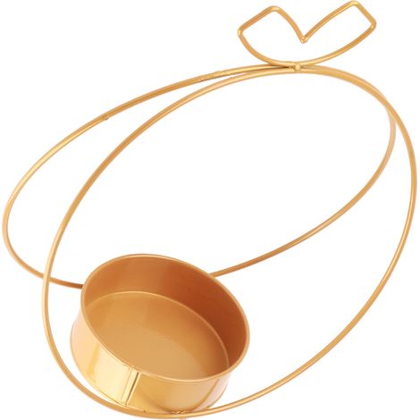 Cesta de flores metálica geométrica portátil, con marco y macetas doradas, resistente a la corrosión, ideal para decoración de interiores y exteriores. (1/5)