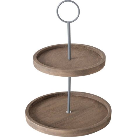 Dekorative Etagere aus Holz SAMINA, zwei Ebenen, H. 35 cm