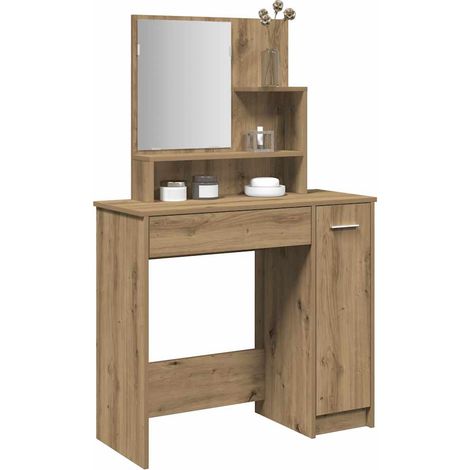 vidaXL Dressing Table with Mirror Artisan Oak 86,5x35x136 cm
