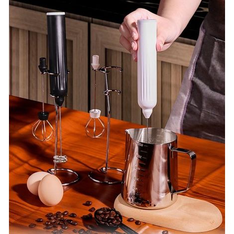 Tragbarer elektrischer Milchaufschäumer mit 2 Rührköpfen 3 Geschwindigkeitsstufen Kompaktmodell für Cappuccino Frappuccino Matcha und heiße Typ (1/5)