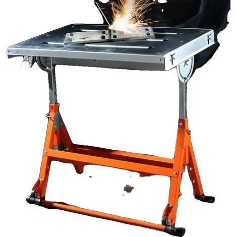 Schweißtisch, Stahlmaterial, 76,2 x 50,8 cm Abmessungen, 63,5 - 81,3 cm höhenverstellbar, 181 kg Tragfähigkeit, tragbar mit Transportrollen (1/5)