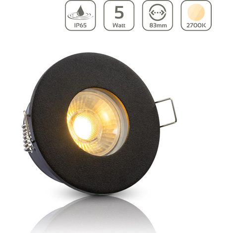 Einbauspot IP65 rund - Farbe: Schwarz - LED Leuchtmittel:  GU10 5W warmweiß (1/5)