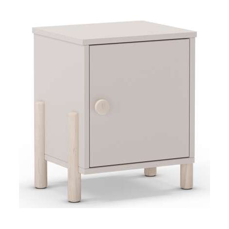 Mesita de noche para dormitorio Emma 1 puerta acabado crema/cera blanca, 39.4cm(ancho) 47cm(alto) 30cm (fondo) (1/5)
