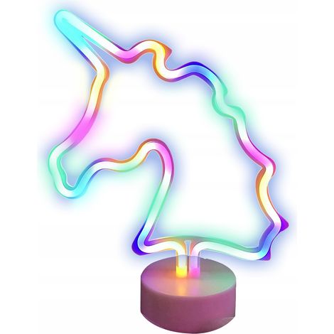 Neon-LED-Einhornlampe, USB-/Batteriebetrieben, Geschenk (1/5)