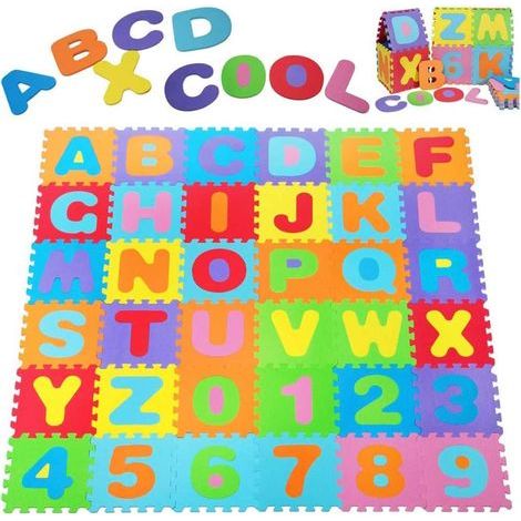 Tapis De Jeu En Mousse - 36 Pièces Avec Lettres Et Chiffres - Sol Souple Pour Bébé Et Enfants - Épaisseur 1 Cm - EVA Non Toxique