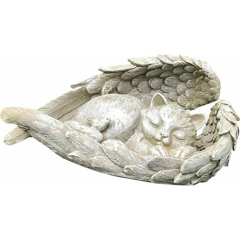 Kaelt - Statuette d'animal de compagnie - Ange - Figurine de jardin - Ailes d'ange - Résistante aux intempéries - Décoration de jardin (Un chat, 1184cm) (1/5)