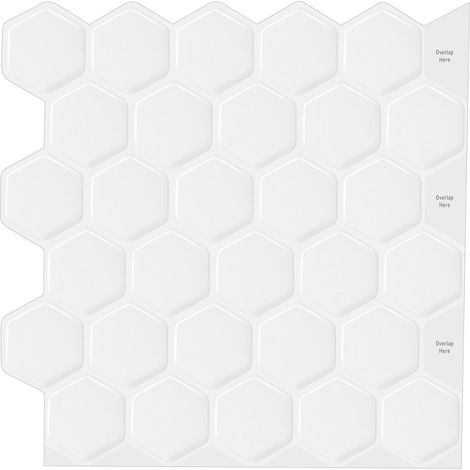 Pelables et adhésifs Fond de hotte, 10 feuilles premium 3D autocollant carreau mural, grand carreau adhésif pour cuisine et salle de bain (12" x 12") (1/5)