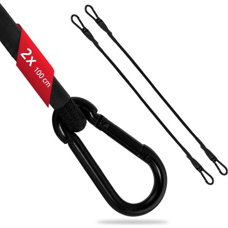 2x Spanngummi mit Karabiner 100cm in Schwarz Latex Spanngurte Gepäckspanner (1/4)