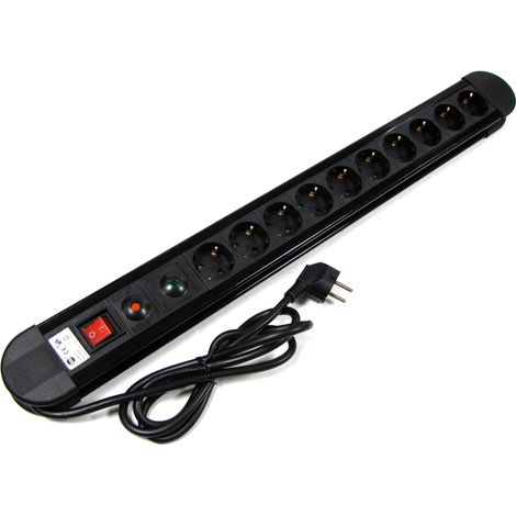 Multiprise 10 prises avec interrupteur et parafoudre – Câble 1,5m – Puissance 3680W – Voyant lumineux vert – Bematik (1/2)