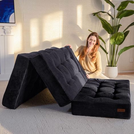 Matelas Pliable 1 Personne, Épaisseur 15cm Matelas Pliant pour Futon Convertible Canapé-lit Portable, Matelas pour Invités Lit d'Appoint, 90x195 (1/5)
