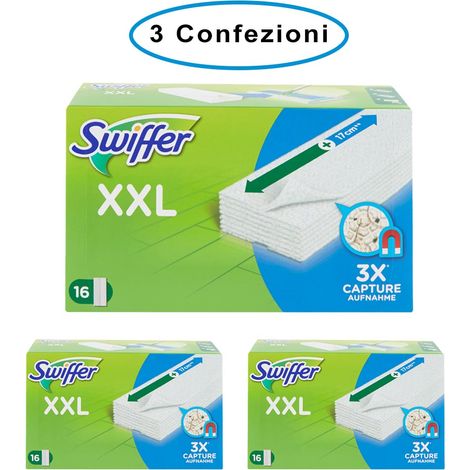Swiffer panni di ricambio xxl cattura polvere per scopa swiffer 3 confezioni da 16 panni