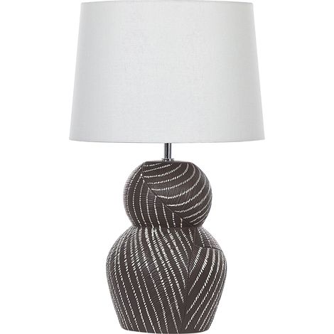 Lámpara de mesa de cerámica negro pantalla de tela 63 cm mesa de noche clásico Guapore