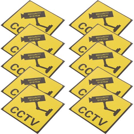 Autocollants Adhésifs Jaunes Panneaux D'avertissement Légaux de Vidéosurveillance Lot de 10 Légers et Décoratifs pour Porche et Jardin (1/5)