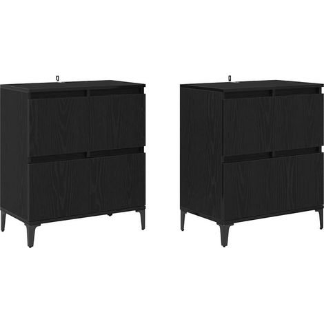 2 pcs Buffet,Meuble de Rangement,Bahuts Chêne noir 60 x 35 x 70 cm Bois d'ingénierie CFW678757 (1/5)