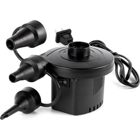 Bomba de aire eléctrica portátil de 70 W con 3 boquillas para inflar y desinflar colchones, flotadores y equipos inflables.