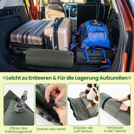 Selbstaufblasende Campingmatte Komfortable Outdoor-Schlafmatte 186 x 130 x 4 cm Grün