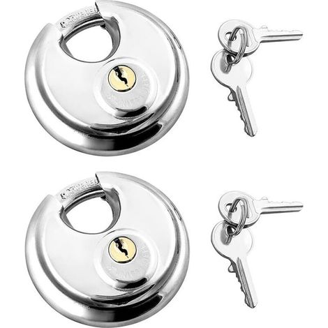 Lot de 2 Chaînes de Sécurité Extérieures en Acier Inoxydable avec Manille et Serrure à Disque – 2 Clés Fournies (1/4)