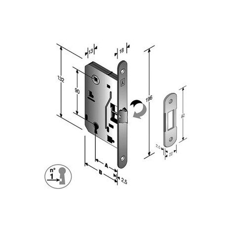 PATENT B.BITTER 8/90 SCROCCO CENTR BT E50 CRO C/GAC- BONAITI SERRATURE- 5,0 pz