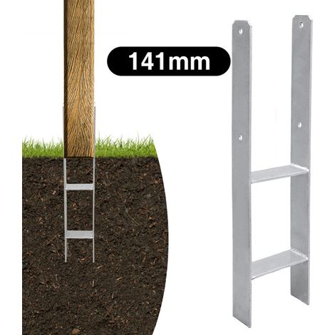 TolleTour 6x Ancrage de poteau Ancrage en H ancre pour abris de voiture.maisons sur pilotis durable H-ancre Ancrage de poteau encastré 141MM (1/5)