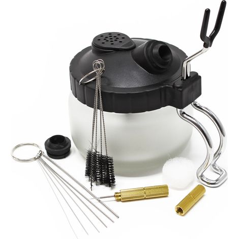 Wiltec Airbrush Reinigungsset mit Reinigungsstation Reinigungswerkzeugen mit 5 Reinigungsbürsten Ø 3-7 mm und 6 Reinigungsnadeln, Airbrush Zubehör