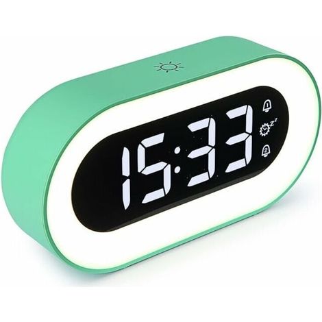 Reloj despertador digital LED con regulador de intensidad y función de repetición, puerto de carga USB, 18 melodías, luz nocturna para niños, mujeres y hombres. (1/4)