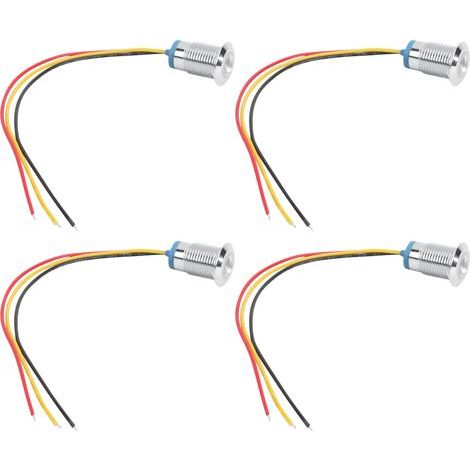 Set mit 4 runden, wasserdichten LEDs, 2 Farben, 12 mm, gemeinsame Anode, 12–24 V, rot und gelb (1/5)