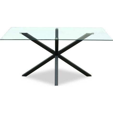 Monza Indoor Rectangular Dining Table - Glass - L80 x W160 x H76 cm - Black