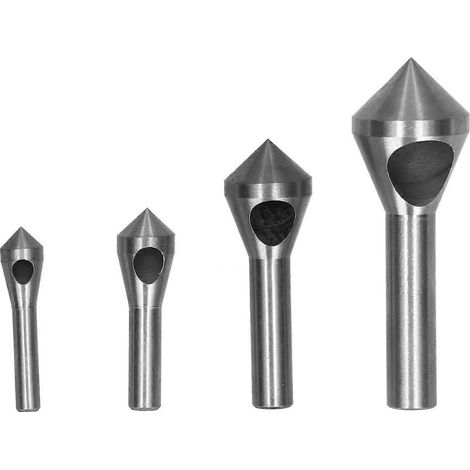 4-teiliges Set Senk- und Entgratbohrer aus HSS 4241, Anfaswerkzeug für schräge Bohrungen