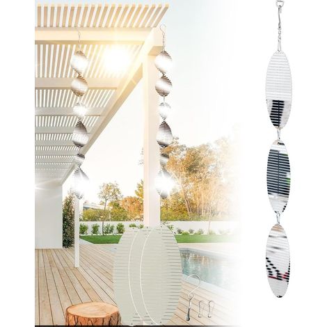 Abschreckendes Teller-Windspiel mit Fischgrätenmuster, 9 Teller, 3 Stück in Box, silberner Spiegel, Vogelabwehr, Gartenbalkon-Hängedekoration (1/5)