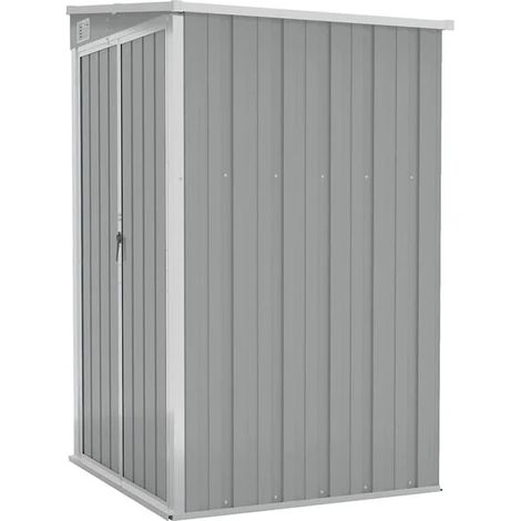 Chalet de jardin mural, gris, 118 x 100 x 178 cm, métal galvanisé (1/5)