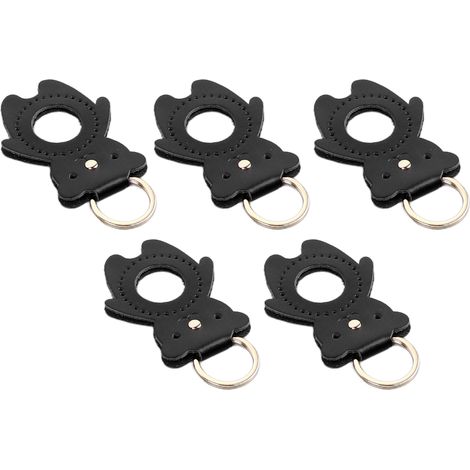 Pochette à clés en cuir véritable à faire soi-même, 16 couleurs, kit de matériel pour porte-clés ours en cuir véritable fait main, kit de matériel pour porte-clés ours noir (1/5)