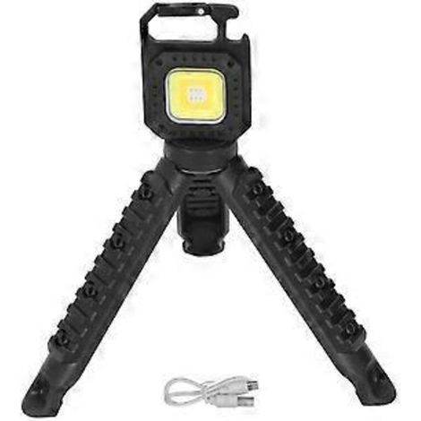 Lampe torche COB, rechargeable, portable, mini lampe torche avec support triangulaire pliable, idéale pour la pêche et le camping