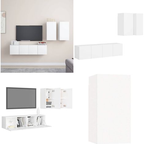 Ensemble de meubles TV 4 pcs Blanc Bois d'ingénierie - ensemble de meuble TV - ensembles de meuble TV - Home & Living (1/5)