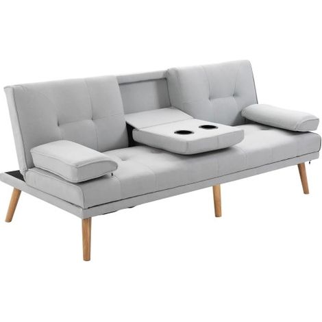 Schlafsofa Bequeme Schlafcouch, 3 Sitzer, Sofabett, Leinen, Hellgrau, 181x77x72cm
On-Site