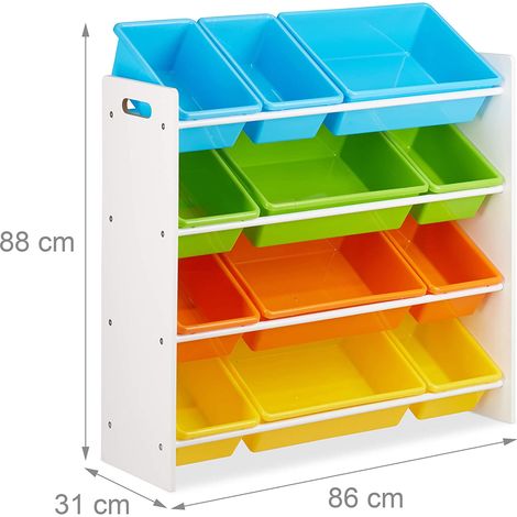 Organizzazione sugli scaffali per bambini 9 scatole colorate per giocattoli MDF plastica 88 cm multicolore 1300011783