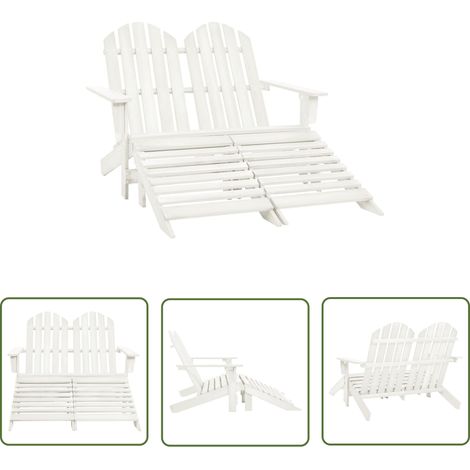 The Living Store Chaise de jardin Adirondack 2 places et repose-pied sapin blanc - Chaise Adirondack - Chaise De Jardin - Mobilier De Jardin - Chaise Extérieure - Chaise En Bois (1/5)