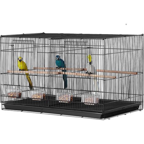 Mophorn Cage à oiseaux, 18 po, petite et robuste avec séparateur, pour perroquets et perruches, noire - Spacieuse et polyvalente