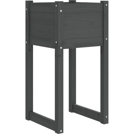 Vassoio per fioriera aiuola rialzata piante fiori terrazza giardino 40 x 40 x 81 cm legno massello di pino grigio 020037591