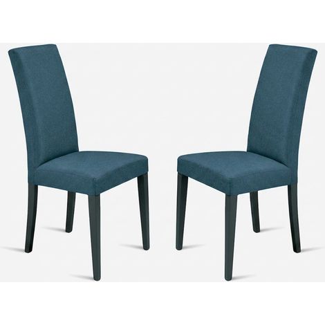 Set 2 sedie da pranzo in ecopelle e legno Denver - Blu (1/5)
