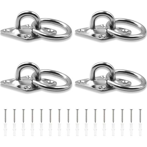 Wandringteile, Ösenplatte aus Edelstahl 304, Metallringe, Anbindering auf 6 mm dicker Platte, zum Anbinden von Pferden, geeignet für Ställe (1/5)
