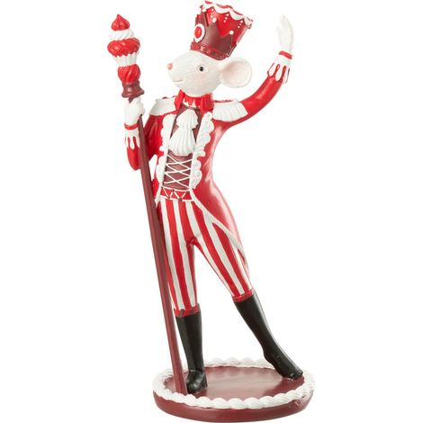 Statuette Souris Cirque "Gâteau" 26cm Rouge
