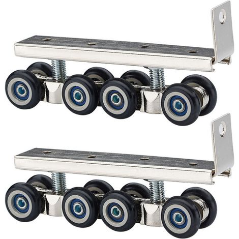 1 Set de 8 Roulettes pour Porte Coulissante en Bois, Système de Guidage et Poulie de Porte Suspendue, Accessoires de Quincaillerie (1/5)