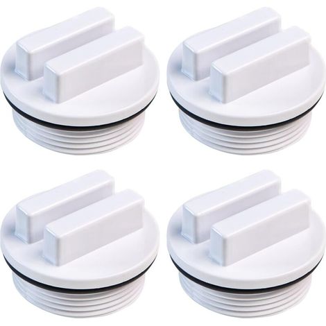 Lot de 4 bouchons de vidange de piscine blancs , bouchons de tuyau de piscine filetés , bouchons d'étanchéité de piscine filetés , tuyau de retour de piscine pour antigel de piscine (1/4)
