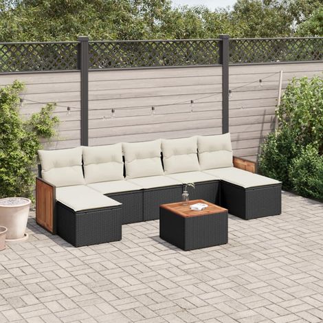 8-tlg. Garten-Sofagarnitur mit Kissen Schwarz Poly Rattan vidaXL (1/3)
