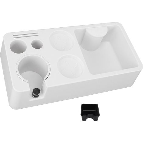 Kaffeestation Supporto per Tamper e Portafiltro – 31x15 cm con Vaschetta Rifiuti – ABS Robusto – Design Moderno Bianco – Ideale per Cucina Domestica e Bar Professionali (1/5)