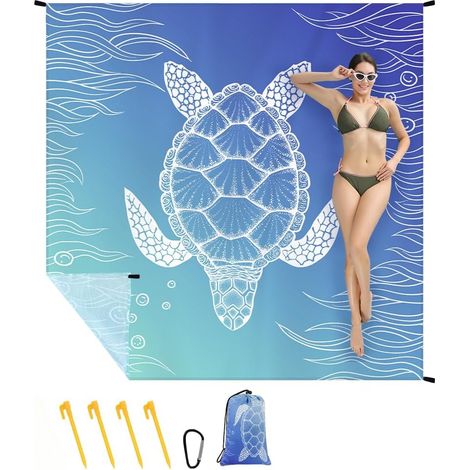 Strandmatte 210 x 200 cm, wasserdicht, sandabweisend, Picknickdecke, geeignet für Strand, Camping, Wandern und Picknicks.