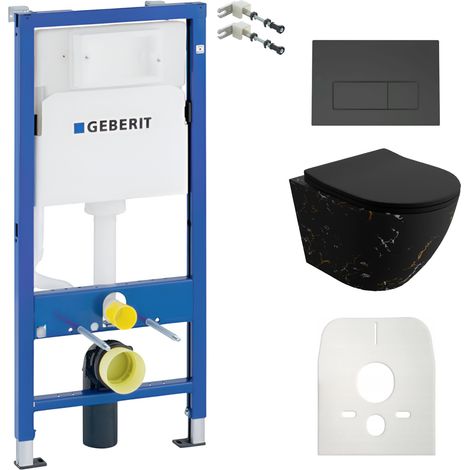 GEBERIT WC Set mit Vorwandelement, Wand-WC und Spülknopf