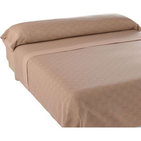 Nalui Juego de Sábanas Beig / Blanco Gea Tejido Polycotton, Lavable a 30º y Fácil Planchad